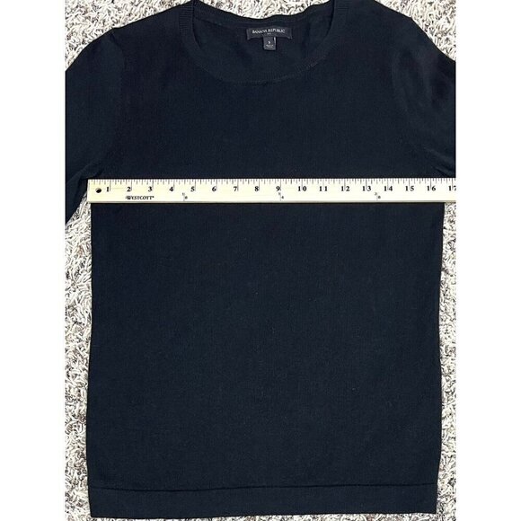 BANANA REPUBLIC Womens SMALL Black Pleated Bell Sleeve Cotton Blend SWEATER EUC - Picture 3 of 7